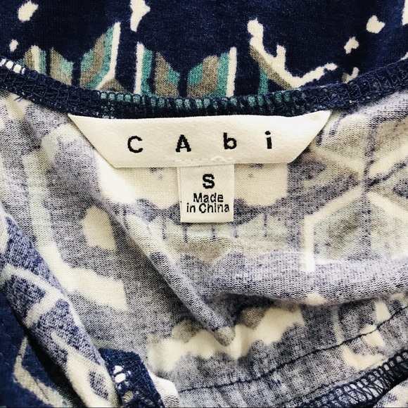 CAbi Batik Blue geometric Turnic TNk Top Size S - Picture 5 of 6